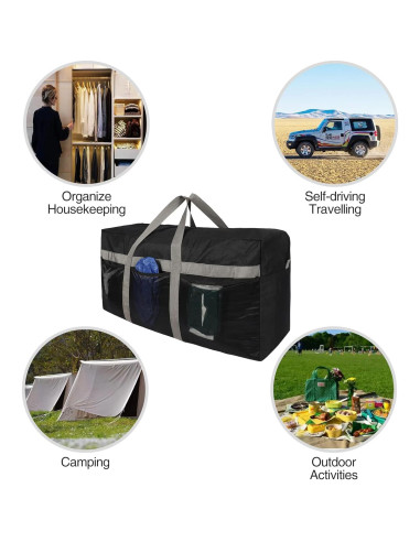 Bolsa de Viaje Plegable REDCAMP 100L Impermeable Negra