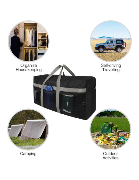 Bolsa de Viaje Plegable REDCAMP 100L Impermeable Negra