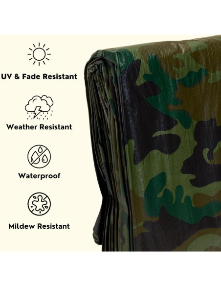 Lona Camuflaje 6x8 Tarp Supply HDPE Impermeable UV 5 Mils
