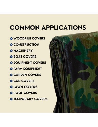 Lona Camuflaje 6x8 Tarp Supply HDPE Impermeable UV 5 Mils