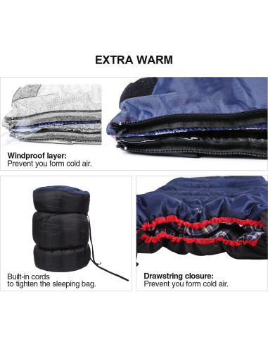 Saco de Dormir REDCAMP Algodón Flanela 4lbs Camping 190x84cm