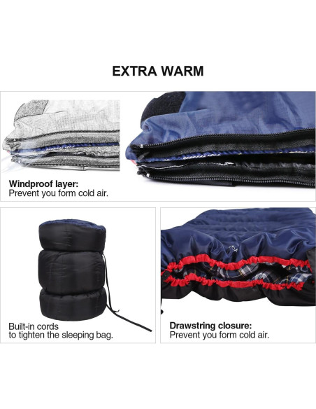 Saco de Dormir REDCAMP Algodón Flanela 4lbs Camping 190x84cm