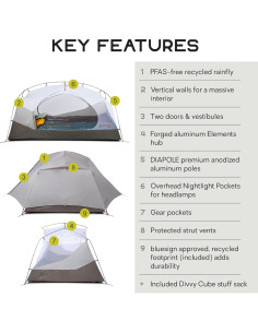 Tienda de Camping NEMO Aurora 2 Personas Niebla Oliva 2