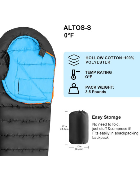 Saco de Dormir KAMPKEEPER 3-4 Temporadas Impermeable Azul