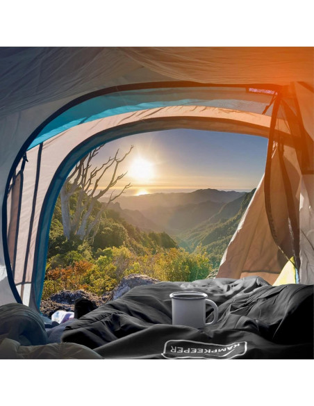 Saco de Dormir KAMPKEEPER 3-4 Temporadas Impermeable Azul