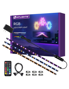 Kit de Tiras de Luz LED RGB HitLights 1.5M 3 Pcs con Control Remoto
