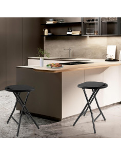 Taburete Plegable 5Rcom Negro, Estructura de Acero 227kg 2