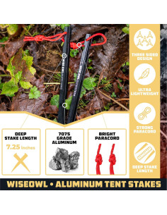 Estacas de Camping Wise Owl Outfitters - Aluminio 16 Piezas 2