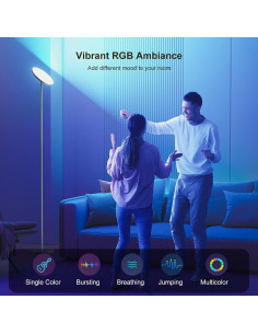 Lámpara de pie LED FULSUNT 32W RGB con control remoto 175cm 2