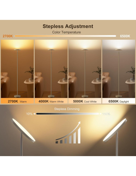 Lámpara de pie LED FULSUNT 32W RGB con control remoto 175cm