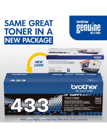 Tóner Negro Alta Capacidad Brother TN433BK - 4500 Páginas