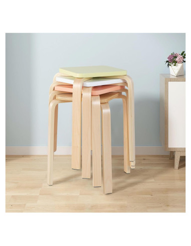 Set de 4 Taburetes Apilables LDAILY de Madera 45.72 cm