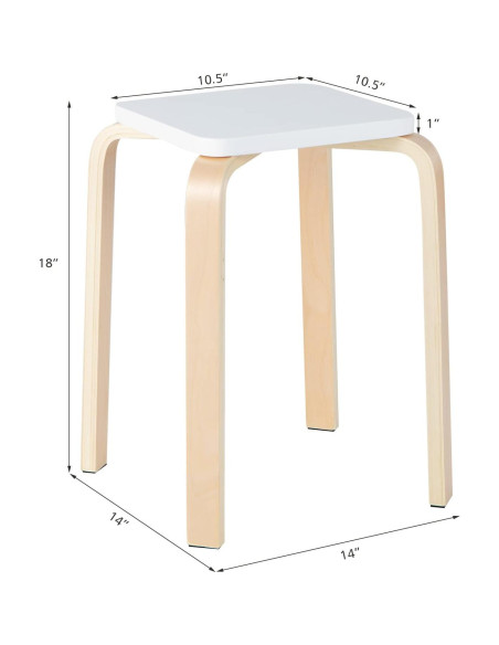 Set de 4 Taburetes Apilables LDAILY de Madera 45.72 cm