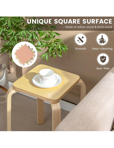 Set de 4 Taburetes Apilables LDAILY de Madera 45.72 cm