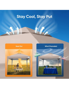 Carpa Plegable Quictent 3x3m Beige Impermeable UV para Camping 2