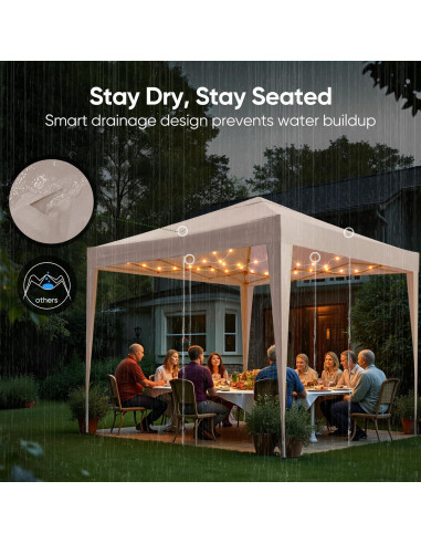 Carpa Plegable Quictent 3x3m Beige Impermeable UV para Camping