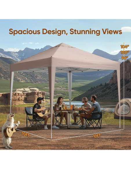 Carpa Plegable Quictent 3x3m Beige Impermeable UV para Camping