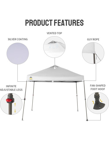 Carpa Plegable 9x9 CROWN SHADES con Montaje Rápido y UPF 50+