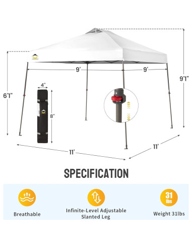 Carpa Plegable 9x9 CROWN SHADES con Montaje Rápido y UPF 50+