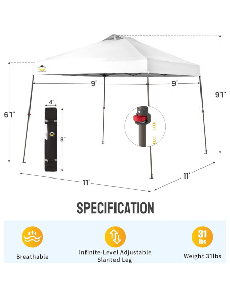 Carpa Plegable 9x9 CROWN SHADES con Montaje Rápido y UPF 50+
