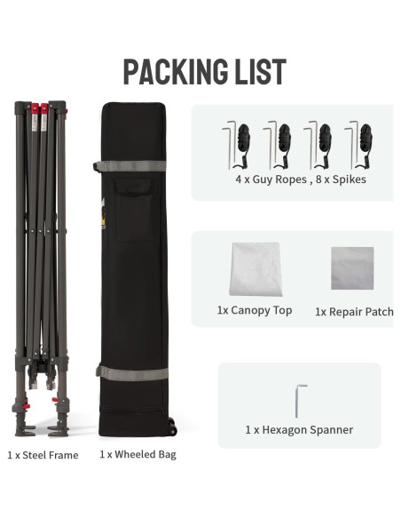 Carpa Plegable 9x9 CROWN SHADES con Montaje Rápido y UPF 50+