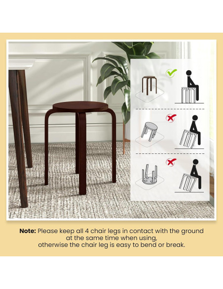 Conjunto de 4 Taburetes Apilables de Madera Giantex Café