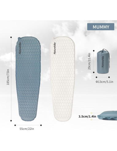 Colchoneta Autoinflable Ultraligera Naturehike Yugu 185x55cm