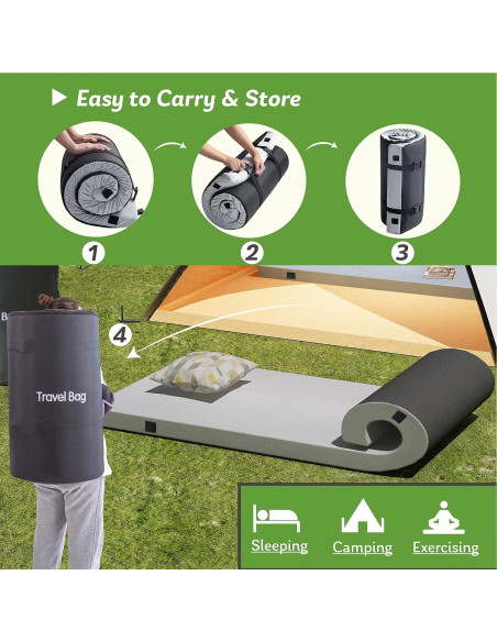 Colchón de Camping MLILY 182.88x60.96cm Espuma Viscoelástica