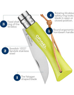 Cuchillo Plegable Opinel No.7 Acero Inoxidable 17.78cm Anís 2