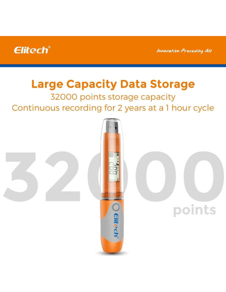 Registrador de Datos de Temperatura Elitech RC-51 USB 32000 Puntos