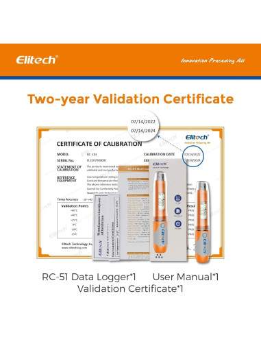 Registrador de Datos de Temperatura Elitech RC-51 USB 32000 Puntos