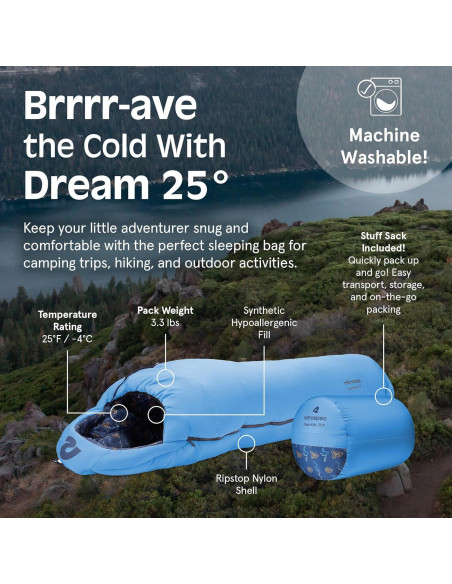 Saco de dormir Mummy Retrospec Dream 25 para niños - Aislado y ligero