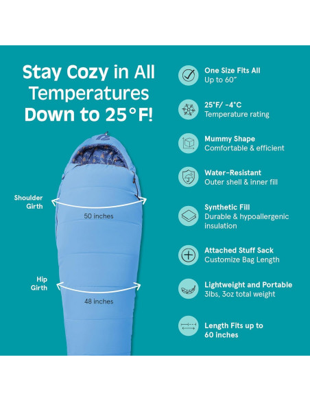 Saco de dormir Mummy Retrospec Dream 25 para niños - Aislado y ligero