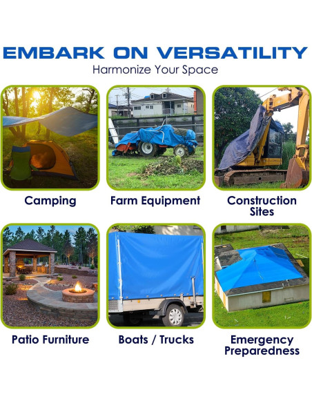 Lona Impermeable Multiusos TARPATOP 5x7m Azul Resistente UV