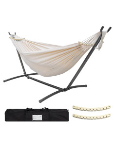 Hamaca Doble SZHLUX con Soporte de Acero 204kg Beige