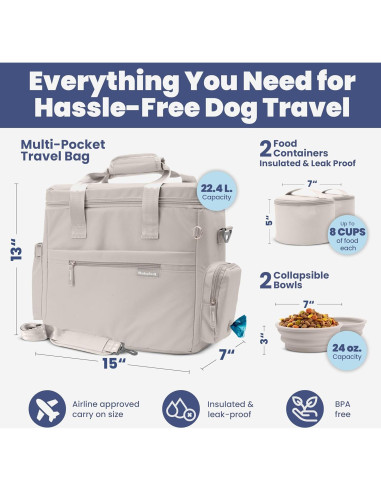 Bolsa de Viaje para Perros Rubyloo - Beige, 38x17.8x33cm