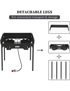 Estufa de Gas Propano Bonnlo 2 Quemadores 150,000 BTU Hierro Fundido 2