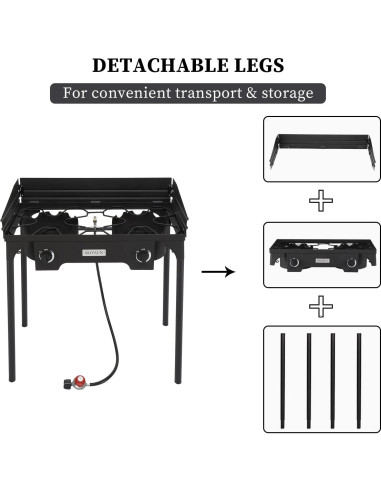 Estufa de Gas Propano Bonnlo 2 Quemadores 150,000 BTU Hierro Fundido
