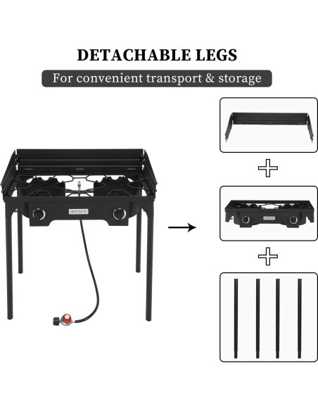 Estufa de Gas Propano Bonnlo 2 Quemadores 150,000 BTU Hierro Fundido