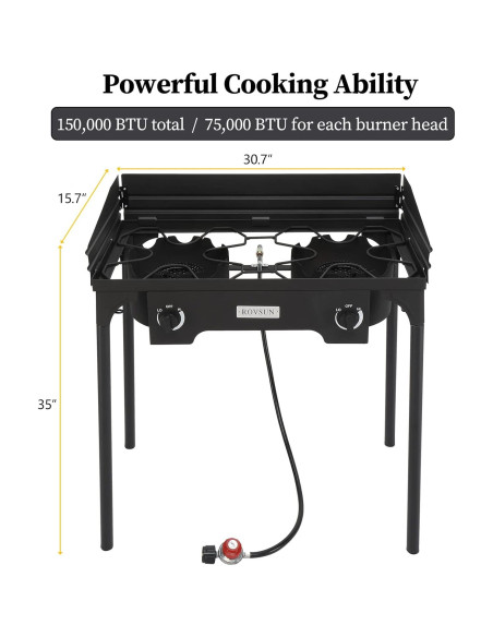 Estufa de Gas Propano Bonnlo 2 Quemadores 150,000 BTU Hierro Fundido