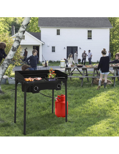 Estufa de Gas Propano Bonnlo 2 Quemadores 150,000 BTU Hierro Fundido