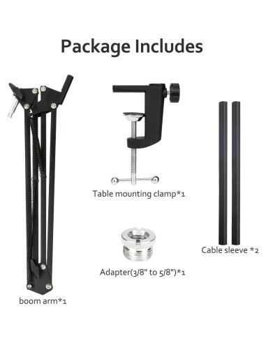 Brazo de micrófono ajustable Fifine AM8 con adaptador y fundas