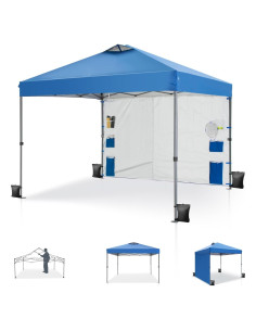 Carpa Plegable MFSTUDIO 10x10 con Panel Lateral Azul 9.29 m