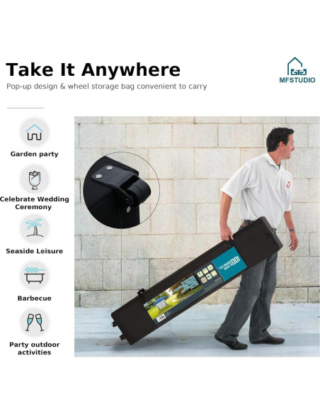 Carpa Plegable MFSTUDIO 10x10 con Panel Lateral Azul 9.29 m