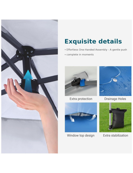 Carpa Plegable MFSTUDIO 10x10 con Panel Lateral Azul 9.29 m