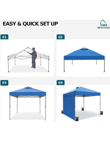 Carpa Plegable MFSTUDIO 10x10 con Panel Lateral Azul 9.29 m