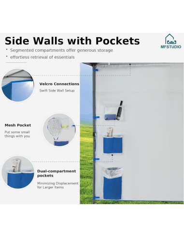 Carpa Plegable MFSTUDIO 10x10 con Panel Lateral Azul 9.29 m