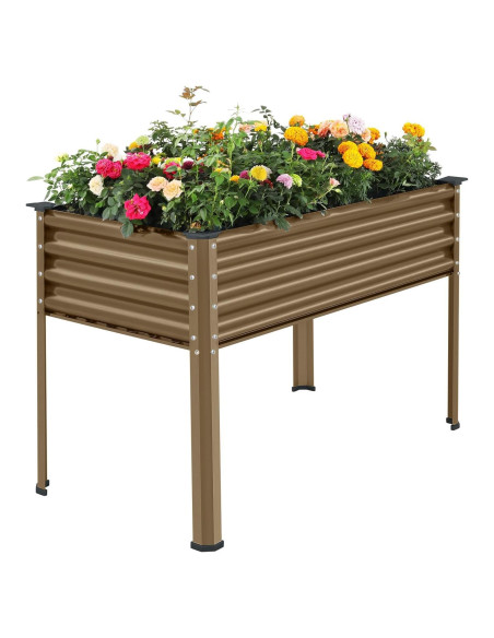 Cama de Jardín Elevada Land Guard Ovalada Galvanizada Beige 121.9x61cm