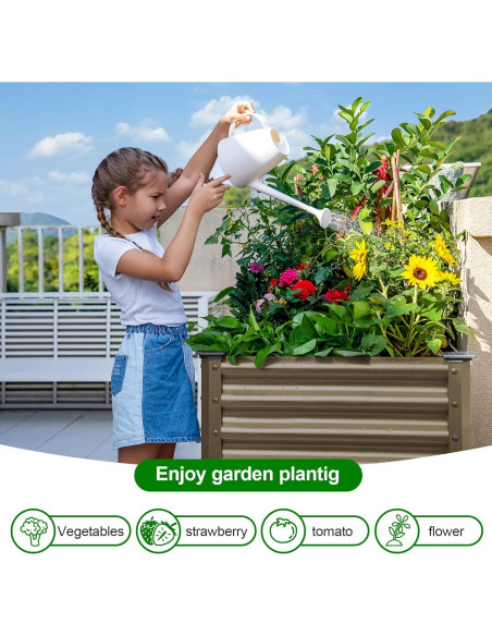 Cama de Jardín Elevada Land Guard Ovalada Galvanizada Beige 121.9x61cm