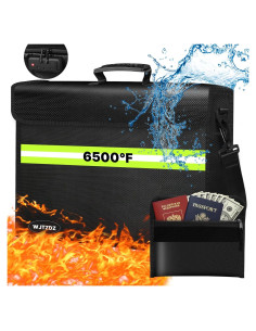 Bolsa a Prueba de Fuego WJTZDZ Grande 40x30x13 cm con Cerradura